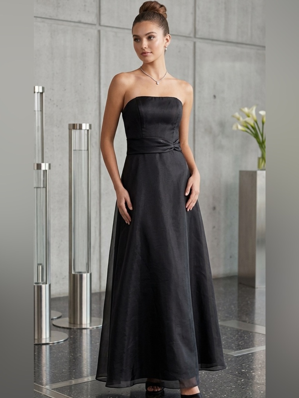 Mori Lee by Madeline Gardner 5/6 formal black classic bow cocktail prom gown